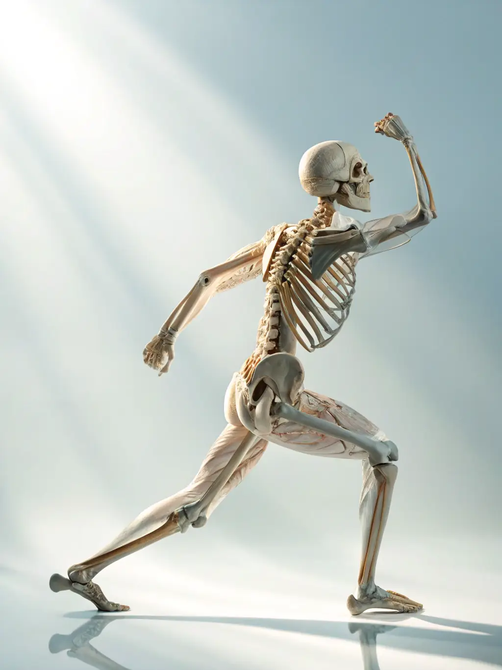An illustration depicting the skeletal and muscular systems working in harmony, showcasing the interconnectedness of movement and structural support within the body.